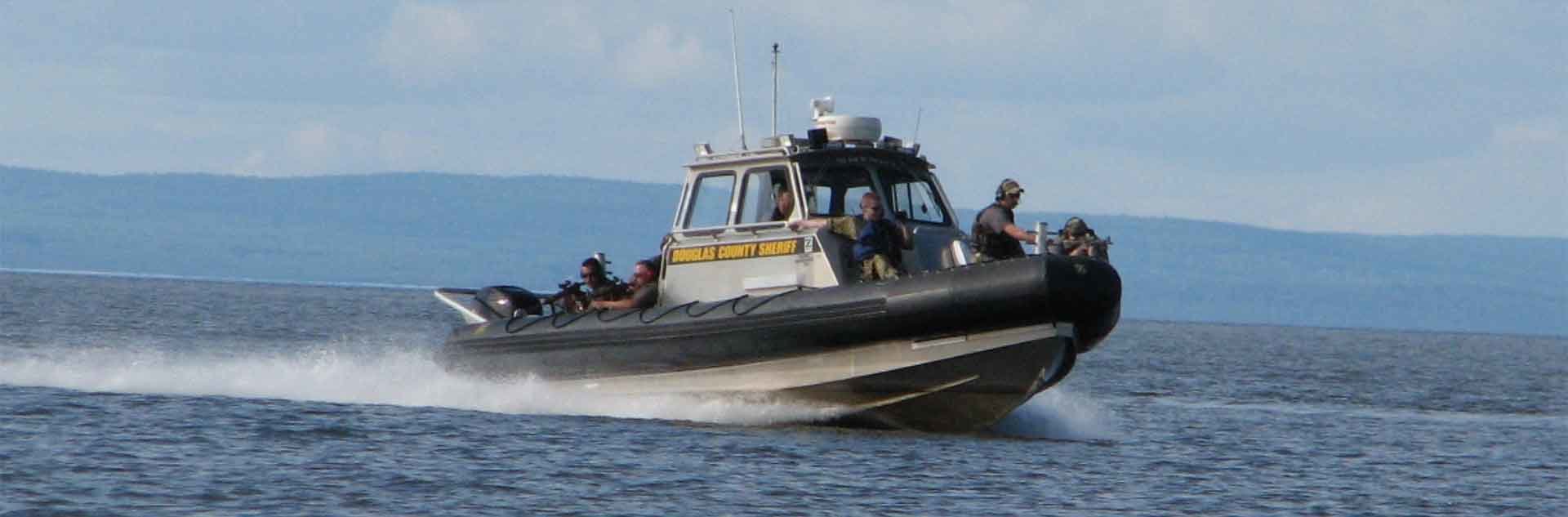 Douglas County Sheriff patrol on their boat.