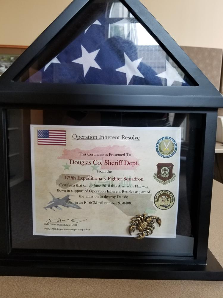 Flag case with certificate