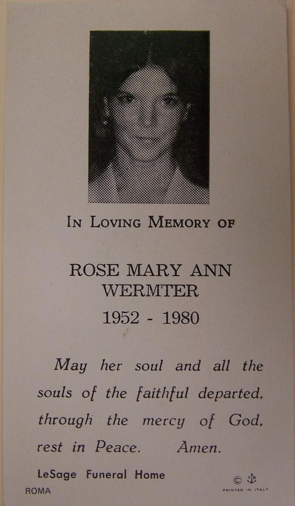 In Loving Memory of Rose Mary Ann Wermter