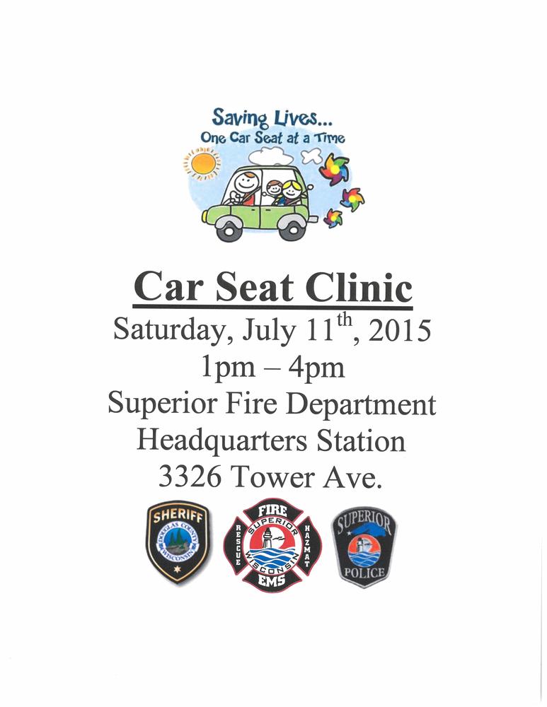 Car Seat Clinic on Saturday July 11th 2015