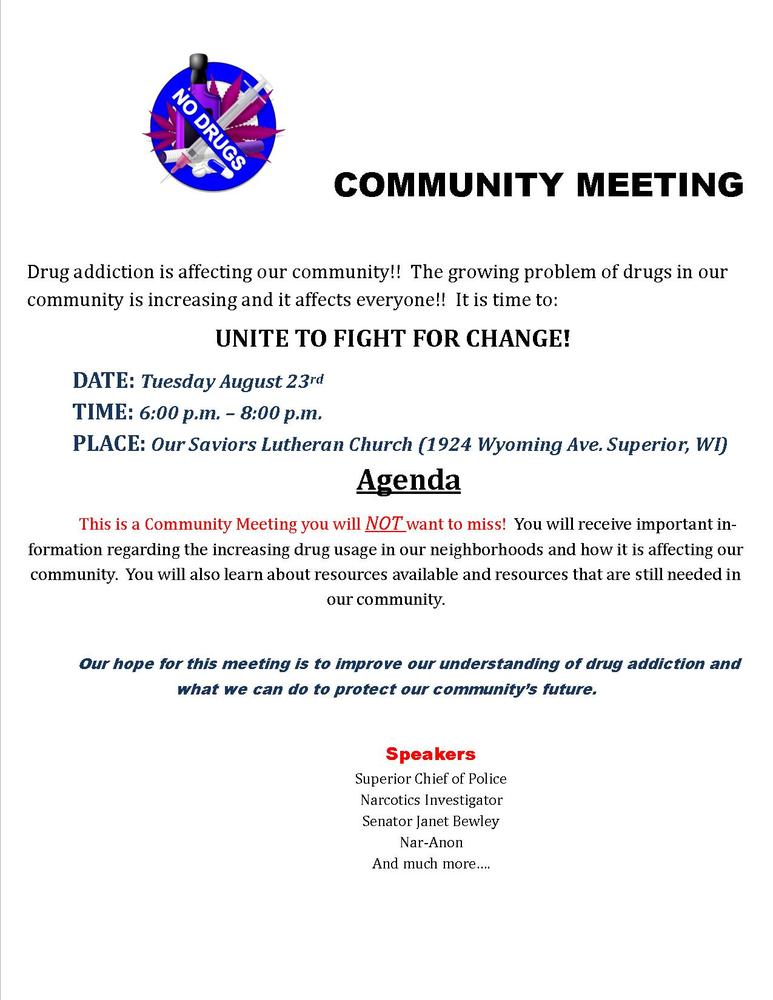 Community Unites Meeting flyer